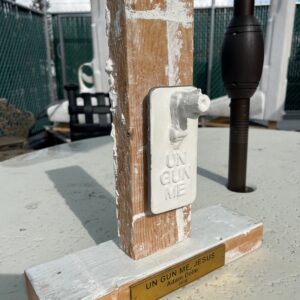 Adam-Dolle-UN-GUN-ME-JESUS-Cell-phone-wood-plaster-acrylic-12-x-3.5-x-14 Adam Dolle - UN GUN ME, JESUS