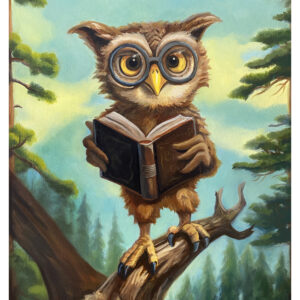 Angel-Alvarez-The-Scholarly-Owl-Oil-on-Canvas-11-x-14 Angel Alvarez - The Scholarly Owl