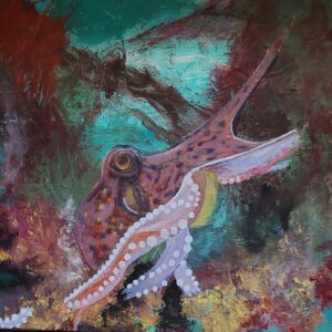 Thamer-Azule-Wright-OCTOPODA-acrylic-16×16-360 Thamer Azule-Wright - OCTOPODA