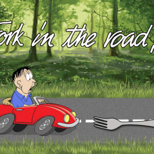 Skip-Proscia-Fork-in-the-Road-Illustration-on-metal-18-x-12 Richard Proscia - Fork in the Road